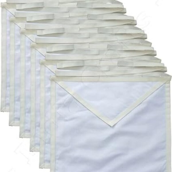 Masonic Regalia Baumwolle Ententuch Kandidat Lehrling Schürzen - Packung mit 12 Stück Weiß