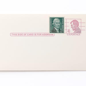 1-Cent-Thomas jefferson Stamp (1968 Scott 1299) 4-Cent-Abraham-Linlin-Postkarte | Unbenutzte Vintage Post Ephemera