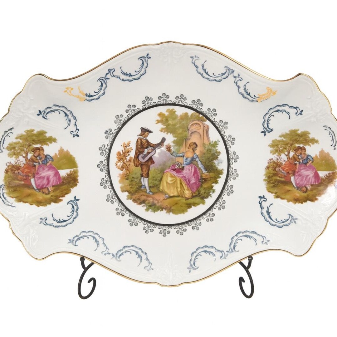 Rococo Ribbon Plate Vintage Rococo Courting Couple Plate: Gloria Fine Porcelain, Bavaria - Etsy