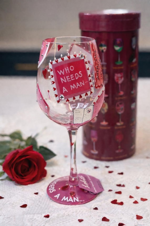 Lolita "wine Collection" Who Needs A Man? Handpainted Wine Glass With Box -  Etsy Norway