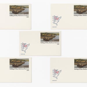 Lote de 5 tarjetas postales antiguas de USPS – Colonización de Ohio, Territorio del Noroeste, 1988 – Scott UX124