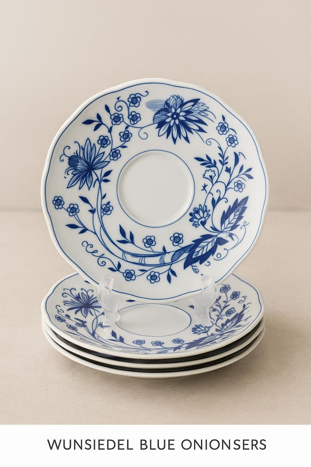 Vintage Blue Onion Blue Danube Porcelain Saucers | Set of 4 Bavarian ...