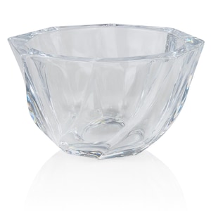 Signed Orrefors Crystal Bowl • Swedish Modernist Twisted Cut Glass • Mid-Century Scandinavian Art Glass Decor