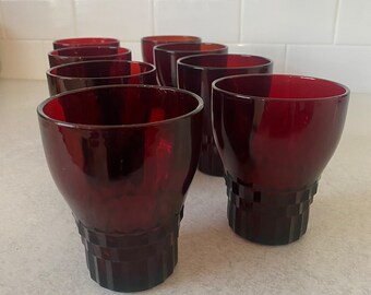 Anchor Hocking Windsor Royal Ruby Flat Tumbler Set