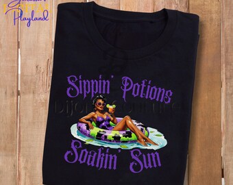 Bruja de verano espeluznante PNG: Clipart de fiesta en la piscina retro (Descarga digital)