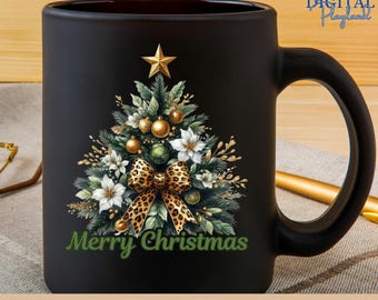 Luipaardkerstboom png, luipaardprint vrolijk kerstfeest png, luipaardstrik kerstsublimatie (digitale download)