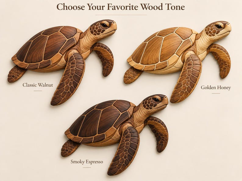 Sea Turtle Intarsia Pattern, Scroll Saw Woodworking Template, PDF ...