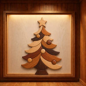 Weihnachtsbaum Intarsien Muster PDF, Dekupiersäge Holzbearbeitungsplan für handgemachte Feiertagsdekoration