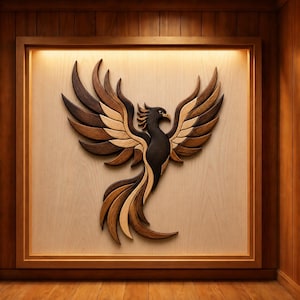 Phoenix Intarsia Woodworking Pattern, Scroll Saw Template, Printable Wall Art (Digital Download)