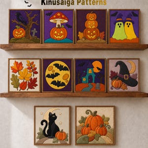 Kinusaiga Schnittmusterpaket, 10 Halloween-Schnittmuster für Anfänger, druckbare Stoffkunst-PDFs (Nähen nicht erforderlich)