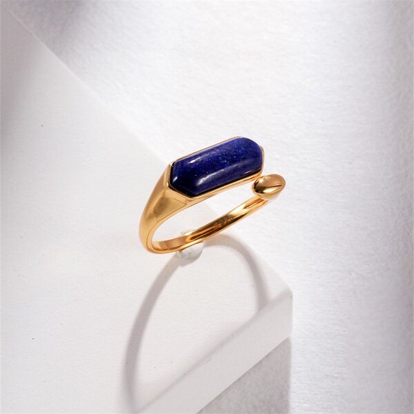 Bague Lapis Lazuli Argent S925 Plaqué Or