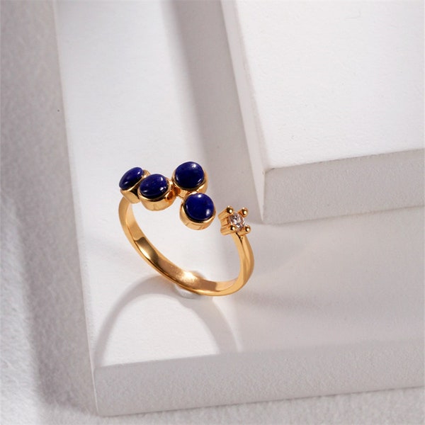 Bague Lapis Lazuli Argent S925 Plaqué Or