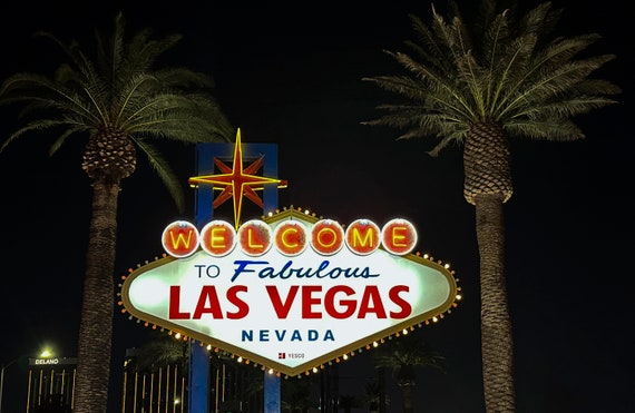 Las Vegas Sign At Night Wall Art