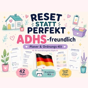 ADHS-freundlicher Reinigungsplaner | Reset statt Ideal-Haushaltsorganisationsset (Digitaler Download)