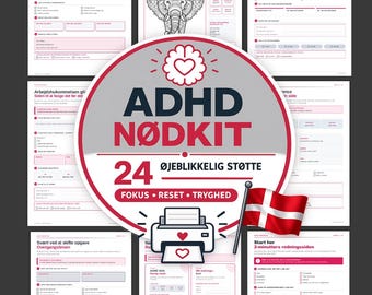 ADHD Nødkit | 24 afdrukbare werkbladen voor focus en structuur (digitale download)