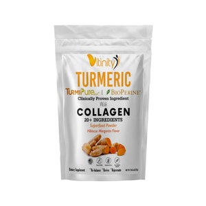 VITINITY Super Food Collagen Powder with CLINICALLY Proven Ingredient for Adults. (Turmeric)