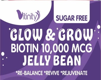 VITINITY Biotina 10000 Mcg Suplemento vegetariano extra fuerte sin azúcar 120 gomitas vegetales sin azúcar (suministro para 30 días)
