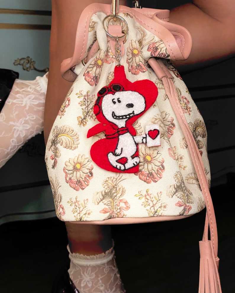 Halloween Beetlejuice Sandworm Handmade Felt Beaded Sequin Keychain