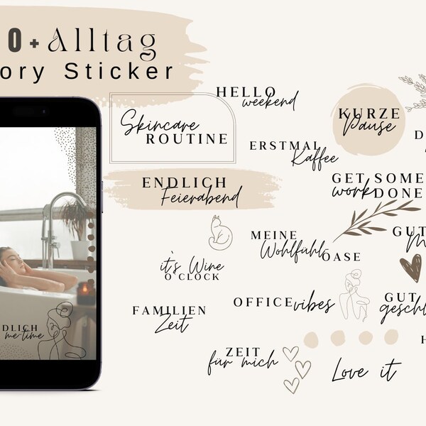180+ Story Sticker für den Alltag | Everyday | Basic | Instant Download | png | Digital | Storysticker