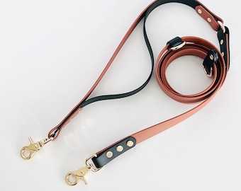 Hands Free Two-tone biothane dog Leash with Traffic Handle multi-functional, durable, waterproof, comfortable, strong, flexible