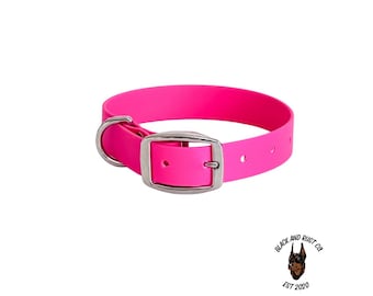 Waterproof BioThane dog collar - BRIGHT color PASSION PINK Personalized dog collar