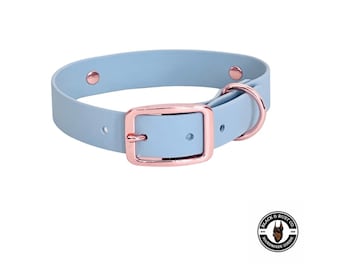 Waterproof BioThane dog collar - PASTEL color Pastel Blue Personalized dog collar