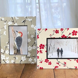 Cherry Blosson Picture Frame, 4 x 6 Picture Frame,  3.5 x 5, Unique Picture Frame, Handmade Picture Frame, Contemporary Picture Frame,