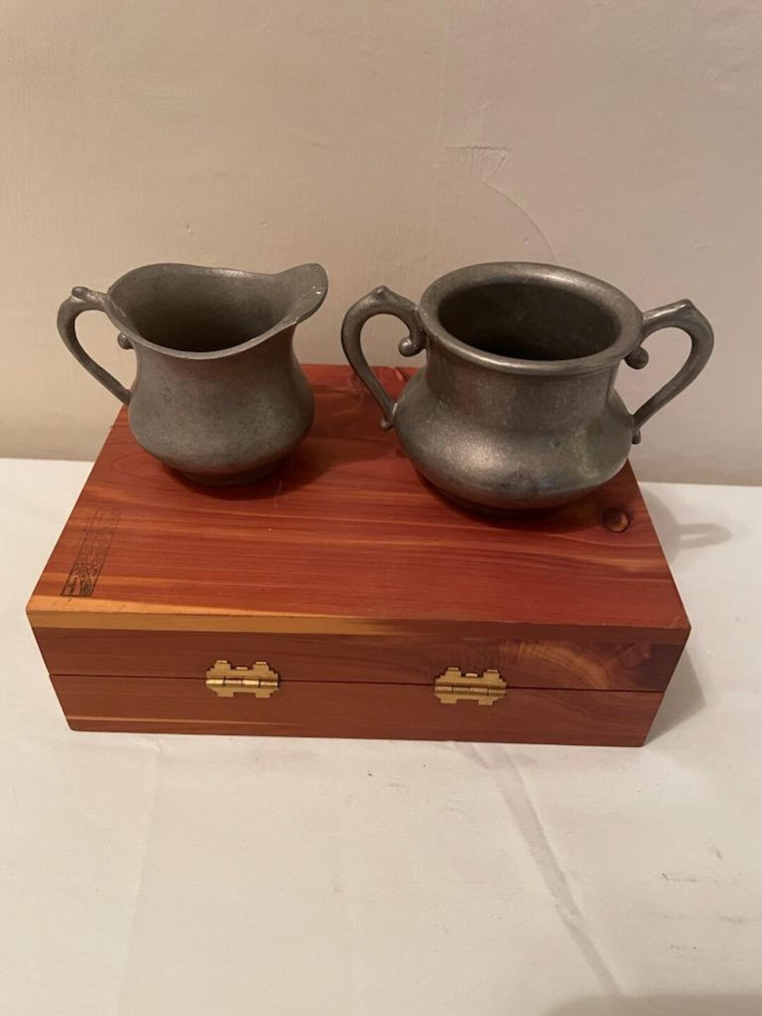 Pewter Creamer and Sugar Set Etsy