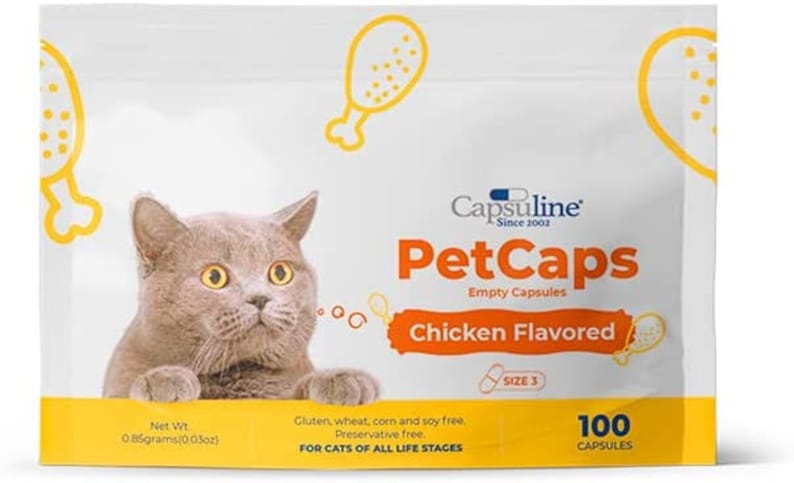 Capsuline PetCaps Chicken Flavored Gelatin Empty Capsules Size 3 1000