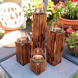 Wooden lantern made of solid wood, rustically flamed & satined, perfect for cozy evenings and as a personal birthday gift