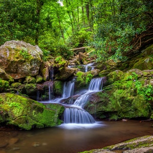 Smoky Mountain Waterfall Print: Roaring Fork Stream, Gatlinburg Tennessee
