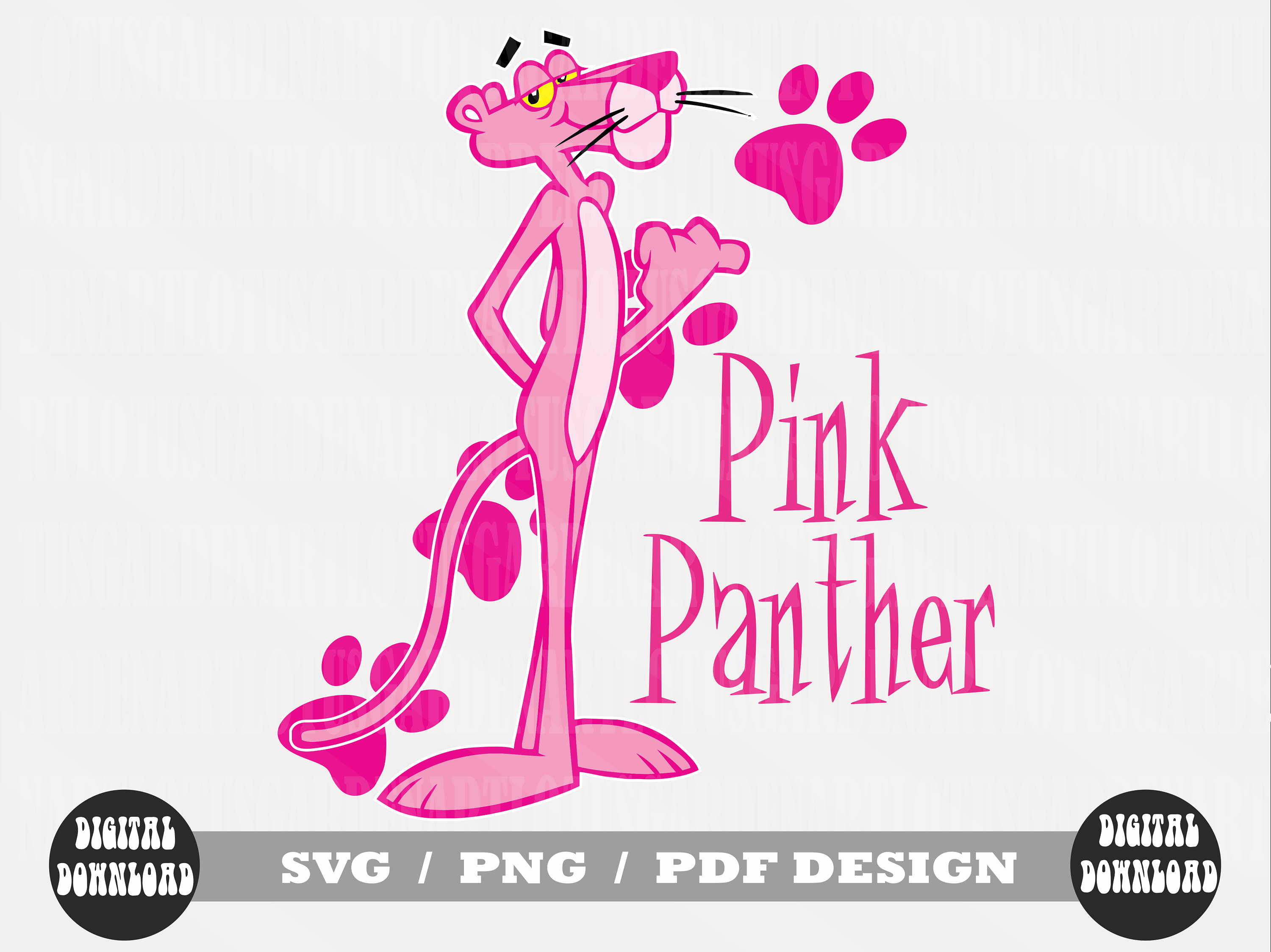 Pink Panther Digital Drawing Download Design Art Printable 