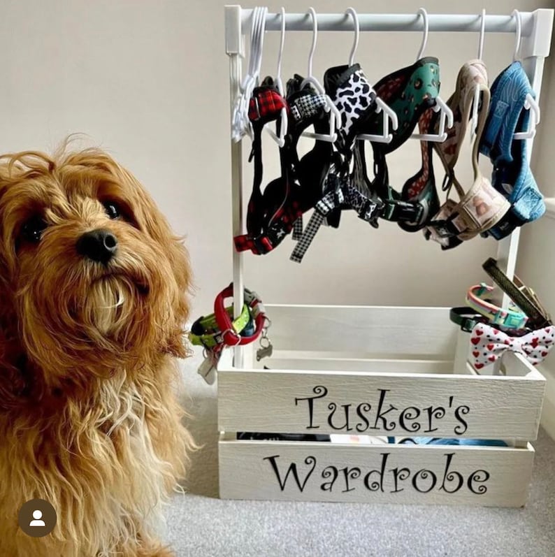 White Dog Wardrobe, Dog Wardrobe, Dog Storage Rail, Wardrobe for Dogs