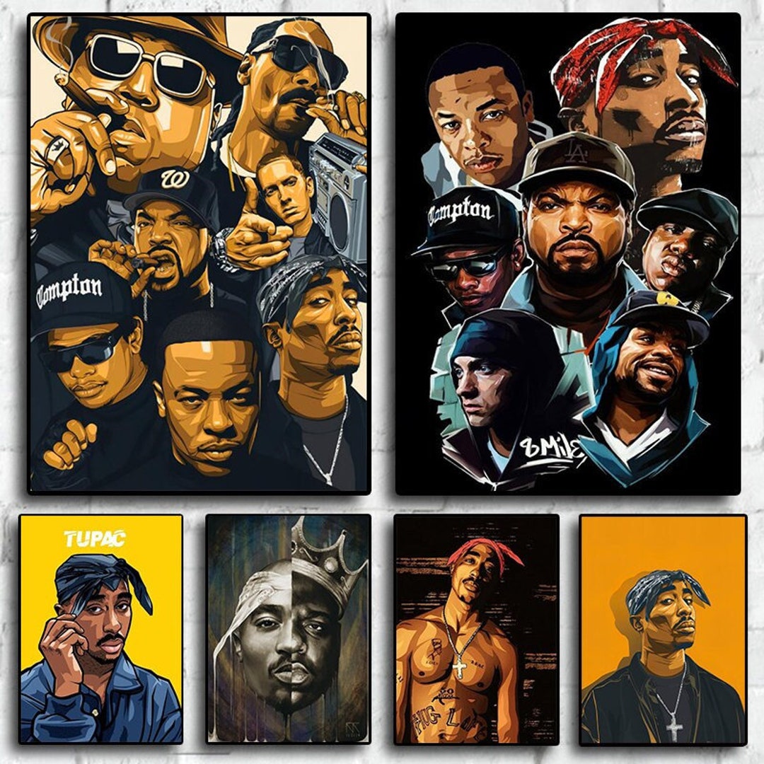 Modern Anime Rapper Star Smoking Canvas Painting Hip Hop Tupac