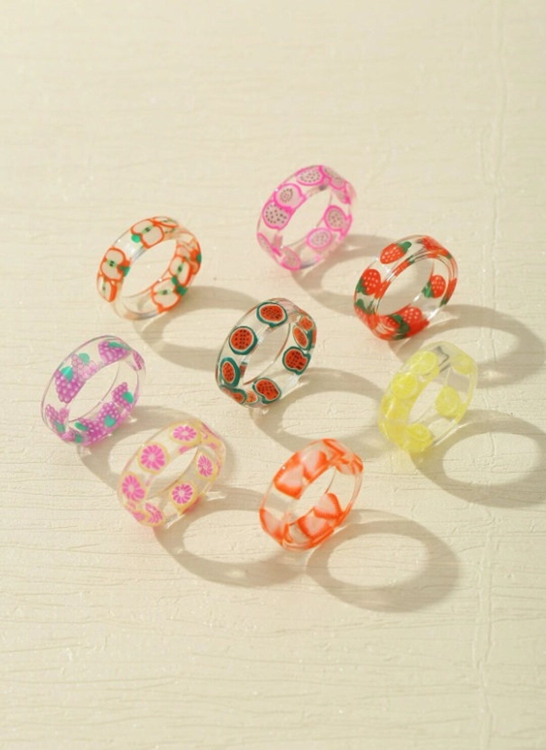 Clear Resin Fruit Rings Fruit Rings Clear Resin Rings Y2K Etsy