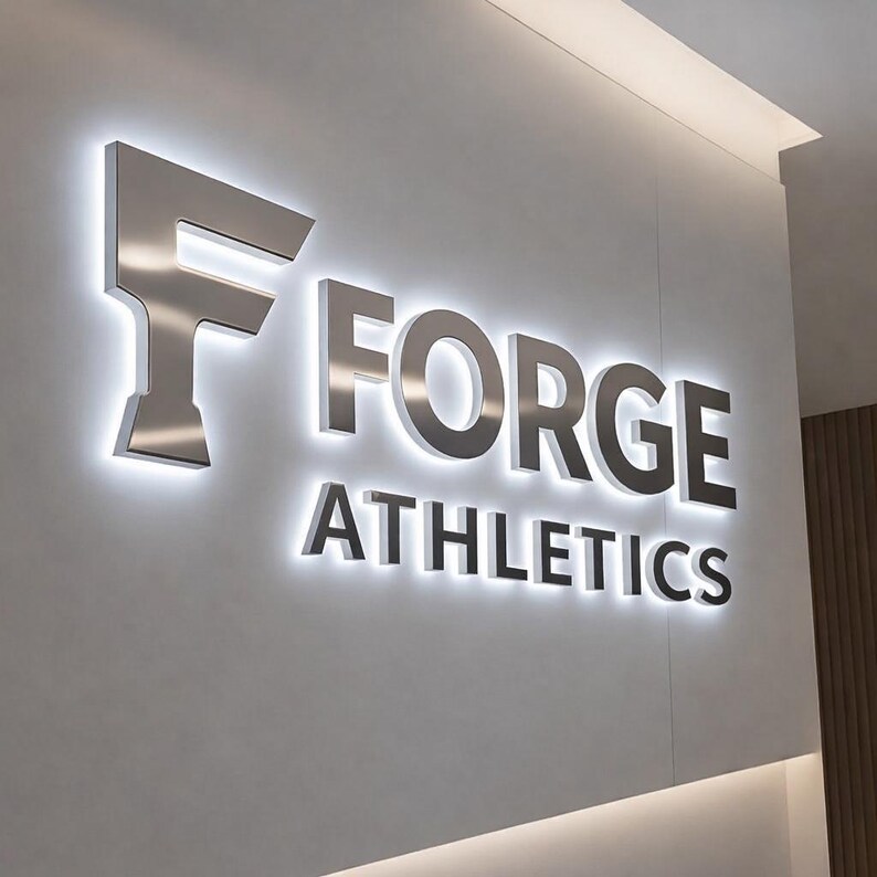 Custom 3D Metal Logo Sign – Backlit LED Business Signage - Etsy