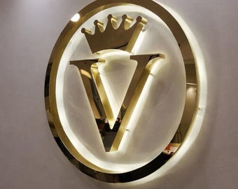 Custom 3D Metal Logo Sign, Backlit LED Business Sign