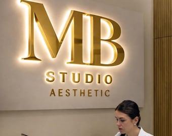 Custom Backlit Business Logo Sign, 3D Halo Illuminated Metal Letters