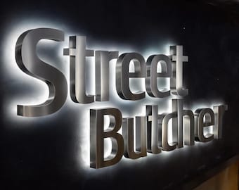 Custom LED Backlit Metal Sign, 3D Stainless Steel Letters, Illuminated Logo