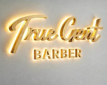 Custom Backlit Business Logo Sign, 3D Halo Illuminated Metal Letters