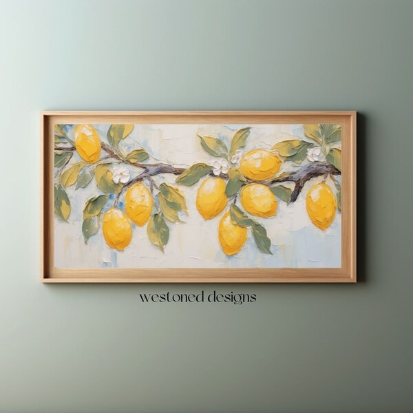 Textured Lemons Frame TV Art | Lemon Tree 3D Painting | Frame TV Art Abstract | Digital Download | High Definition Samsung TV Art