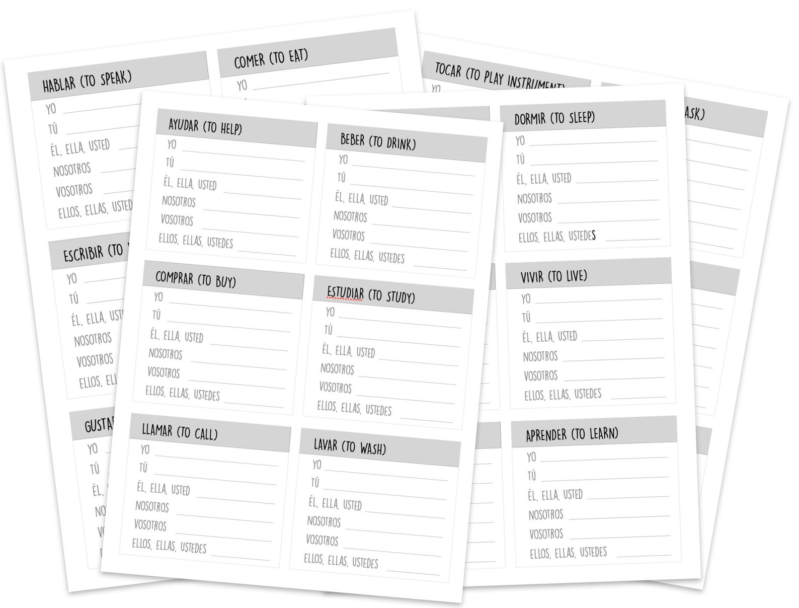 Common Spanish Verbs Conjugation Chart And Worksheets For Middle School 
