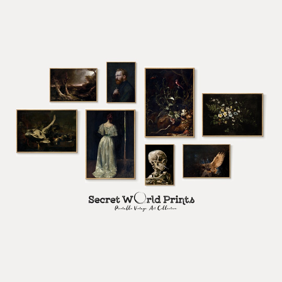 Dark Academia Gallery Wall Print Set | Moody Gallery Wall Set of 8 ...