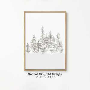 Vintage Trees Sketch Printable Art | Black and White Drawing Download | Country Farmhouse Decor Digital Prints | DRW-20