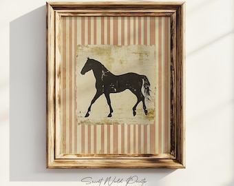 Vintage Horse Sketch Art Print: Equestrian Farmhouse Decor (Digital Download)