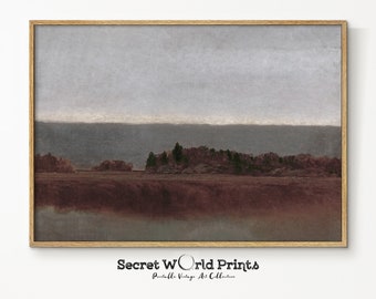 Antique Autumn Landscape Painting | Rustic Farmhouse Decor (Digital Download)