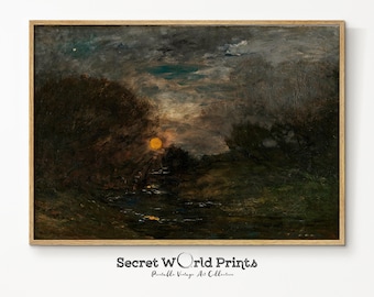 Vintage Landscape Painting Print | Antique Moody Landscape Wall Art | Dark Cottagecore Decor | Dark Academia Printable DIGITAL DOWNLOAD