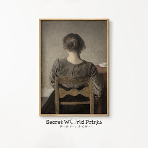 Moody Woman Portrait Painting | Vintage Wall Art Print | Moody Oil Painting | Antique Portrait Painting | Farmhouse Digital Download