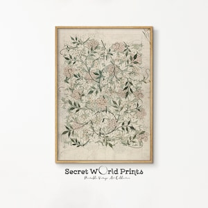 Vintage Textile Wall Art | Antique Tapestry Printable Wall Art | Modern Farmhouse Neutral Art Print | William Morris Print Digital Download