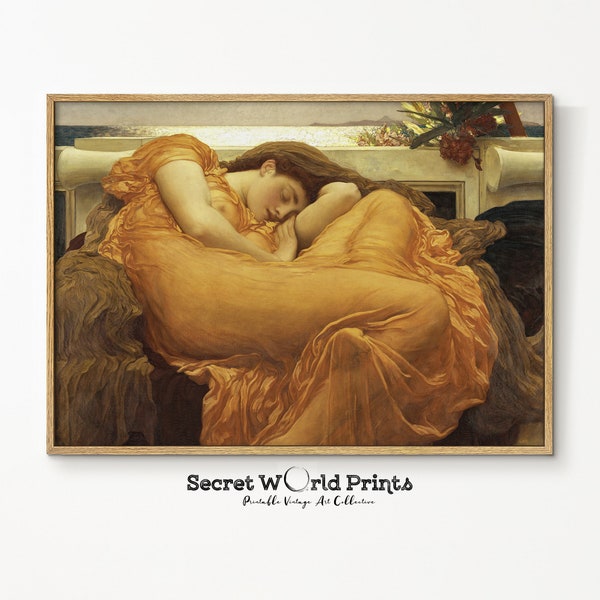 Antique Portrait Woman Sleeping | Vintage Woman Wall Art | Lady in Yellow Dress Painting | Woman Portrait Oil Painting | DIGIITAL DOWNLOAD